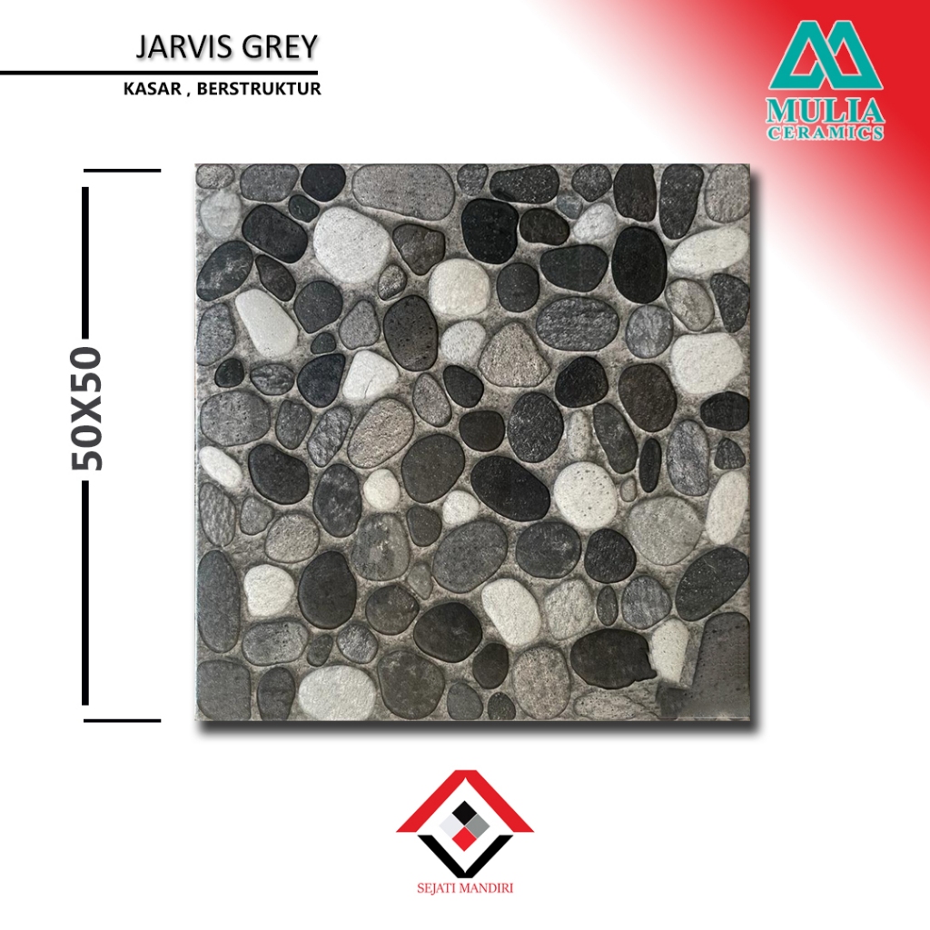 keramik 50x50 - motif batu alam - mulia jarvis grey