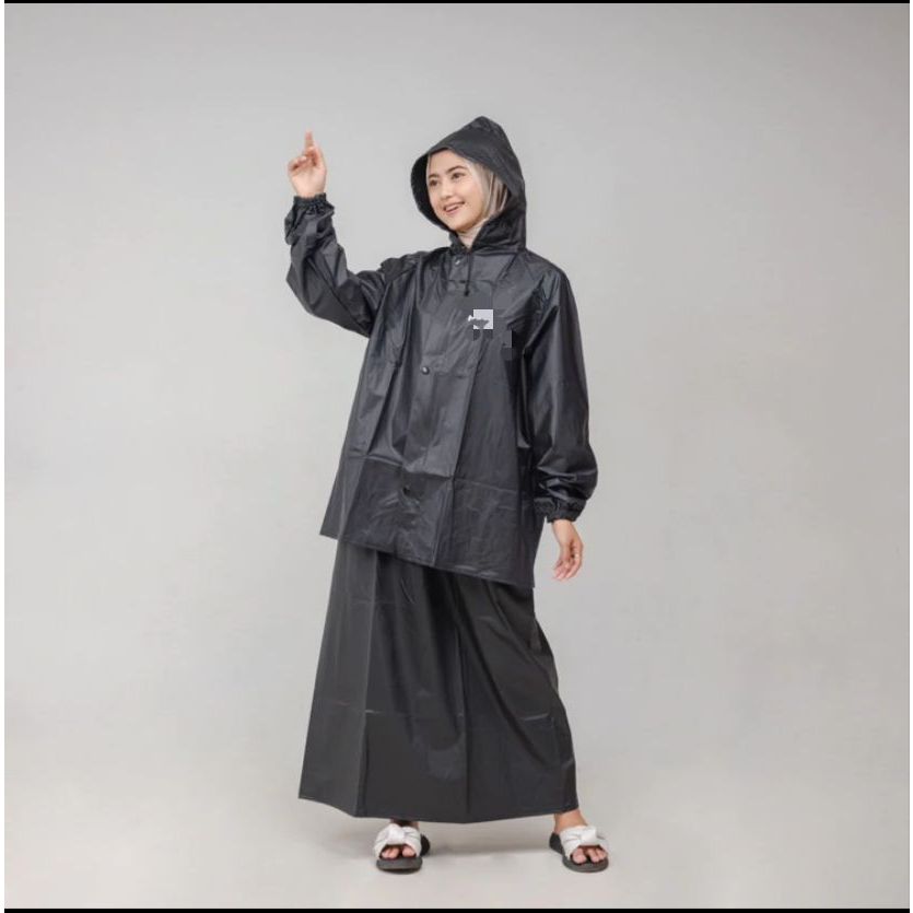 Jas HUjan Stelan Rok bahan PVC tebal