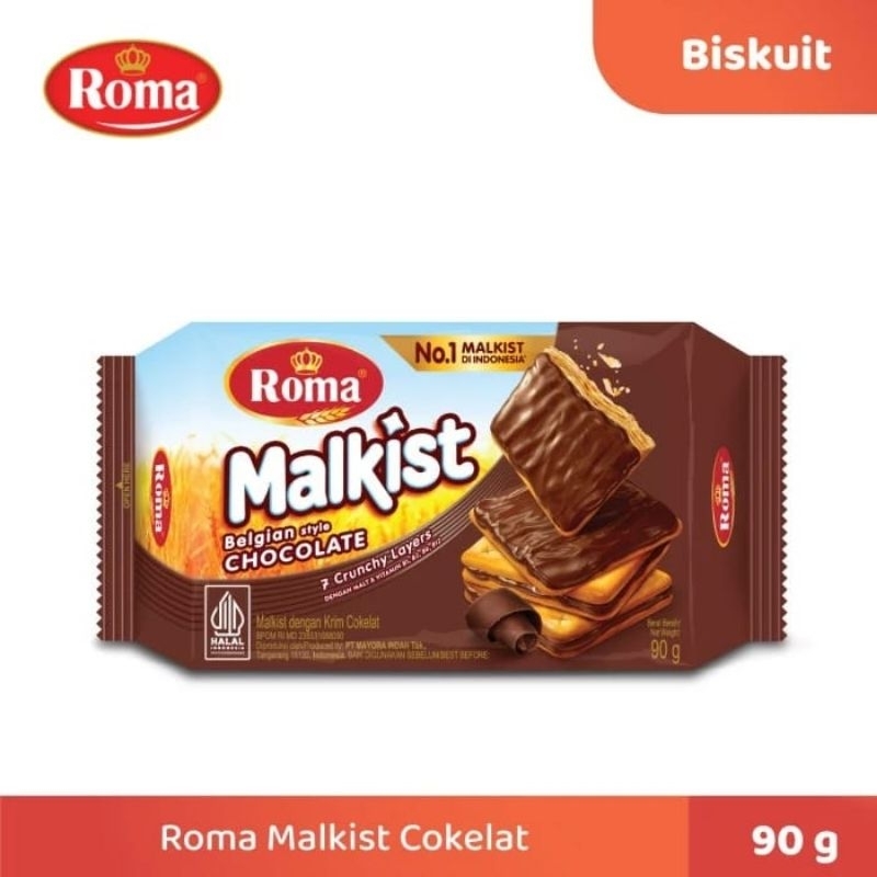 

Roma Malkist Belgian Style Chocolate 90 g – Biskuit Krim Cokelat