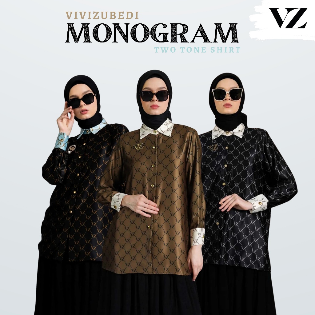 MONOGRAM TOP TWO TONE SHIRT - VIVI ZUBEDI / Monogram two tone by vivizubedi / VZ Monogram two tone
