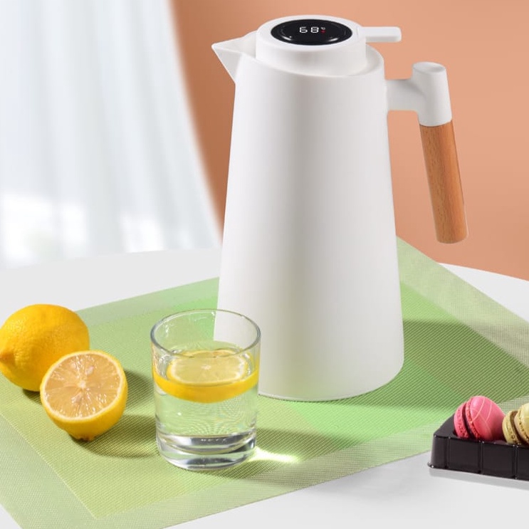 Laris Bakindo Termos Teko Temperature Digital 1 Liter Teko Air Panas Gagang Kayu Elegant Asthetic Te