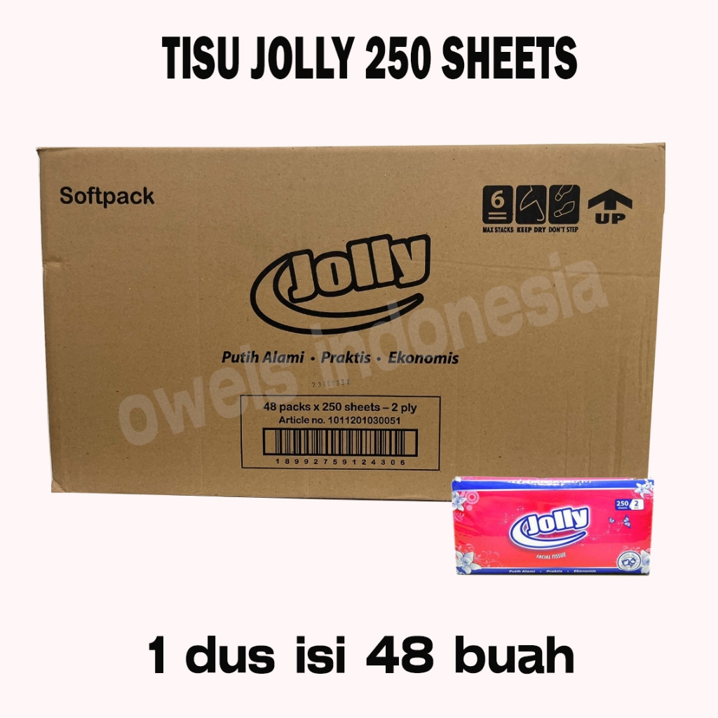 (1 dus/karton isi 48) Tisu Jolly 250 lembar