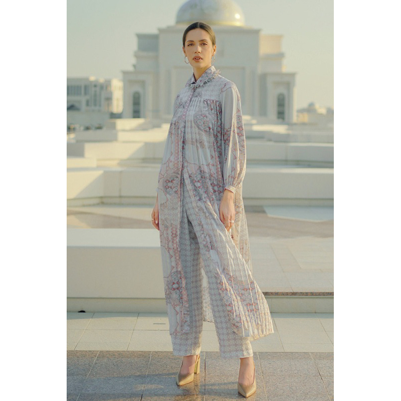 Saleee  Festive Pleated Shirt Dress Benang Jarum