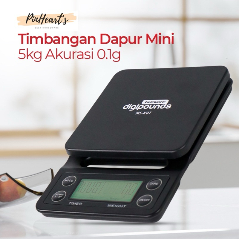 TIMBANGAN DAPUR DIGITAL TAFFWARE DIGIPOUNDS KAPASITAS 5KG & 3KG / 0.1GR DENGAN TIMER | TIMBANGAN KOP