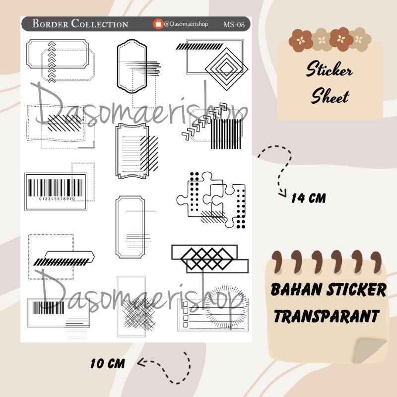 

Sticker Sheet Aesthetic Border Collection Stiker Dekorasi Journaling Scrapbook Handmade by Dasomaerishop