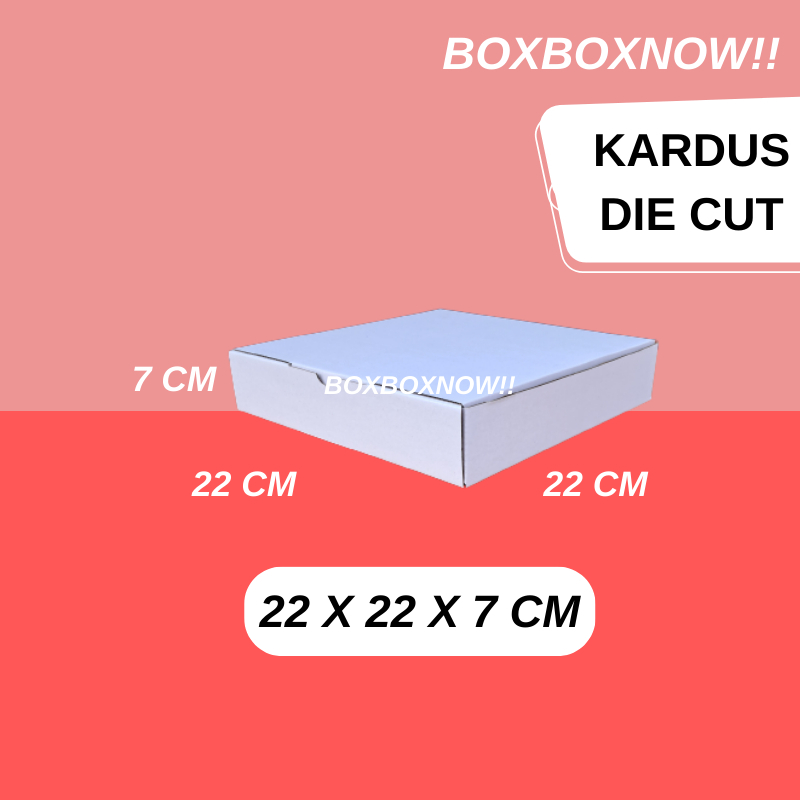 

22 X 22 X 7 CM KARDUS BOX PUTIH DIE CUT KOTAK PACKING WHITE KRAFT AKSESORIS BAJU MAKANAN PIZZA HIJAB KUE KADO HAMPERS E FLUTE