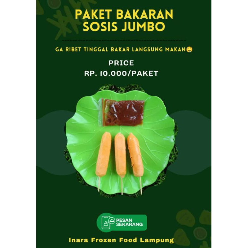 

paket sosis bakar jumbo 5.000 an bonus 1 pcs plus bumbu bakarnya