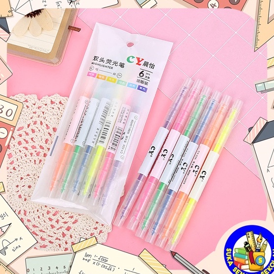 

Model Terkini Highlighter Double Tip 6pcs S174