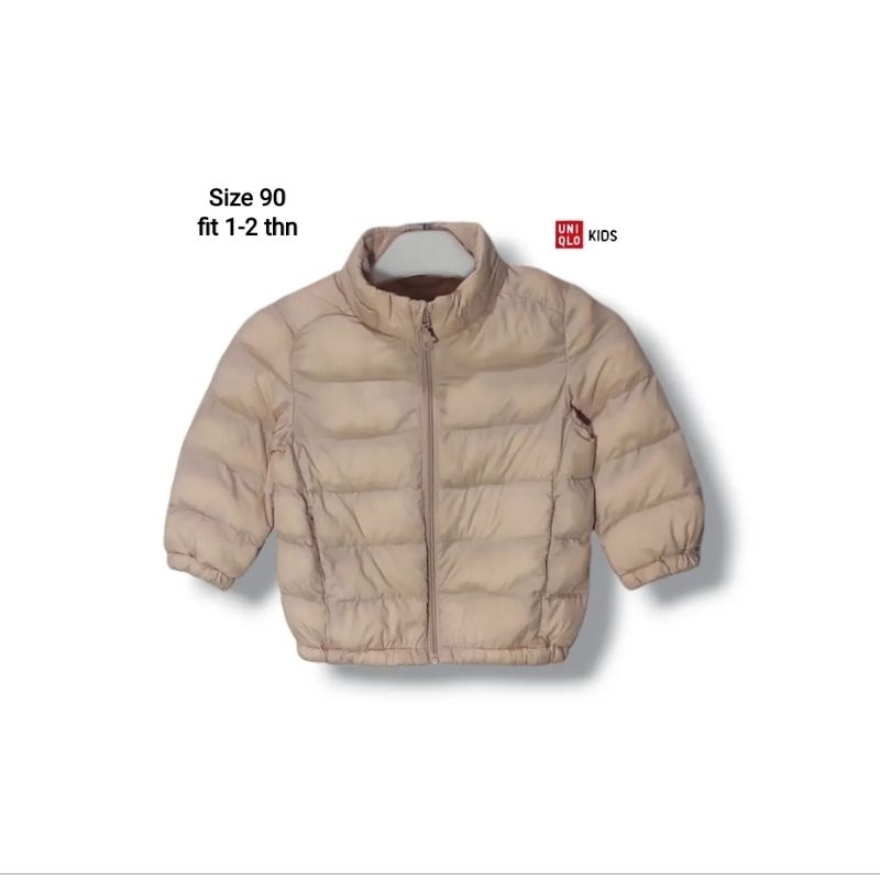 UNIQLO Baby Puffer Jacket Pink Peach Size 90 fit 1-2 years (P41xL36) jaket anak perempuan