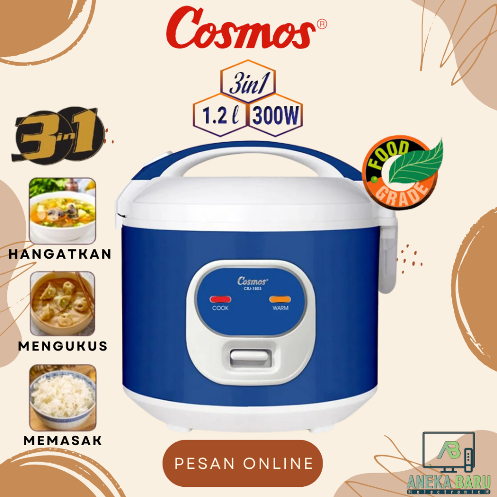 [READY & COD] Cosmos Rice Cooker Kecil CRJ-1803 / CRJ1803 / CRJ 1803 (1,2 Liter)