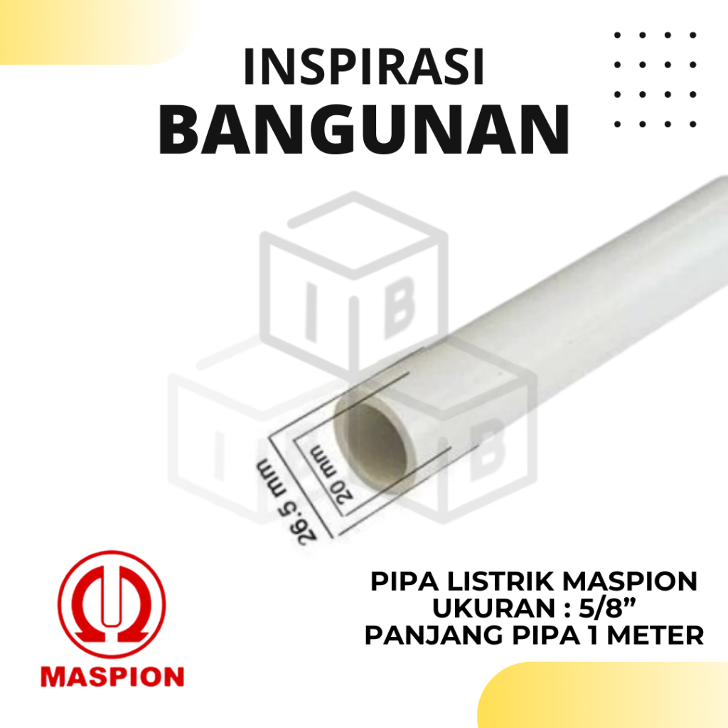 PIPA PVC MASPION 5/8" PIPA LISTRIK 5/8" PARALON PRALON 5/8 INCH / PIPA LISTRIK / PIPA LISTRIK 1 METE