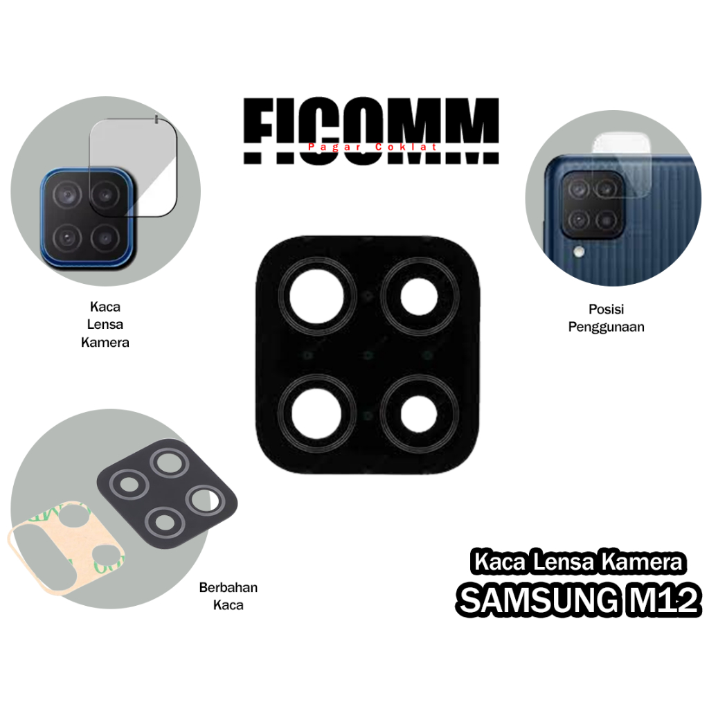 Samsung M12 Kaca Lensa Kamera, Kaca Kamera Belakang Hp, Original Materials