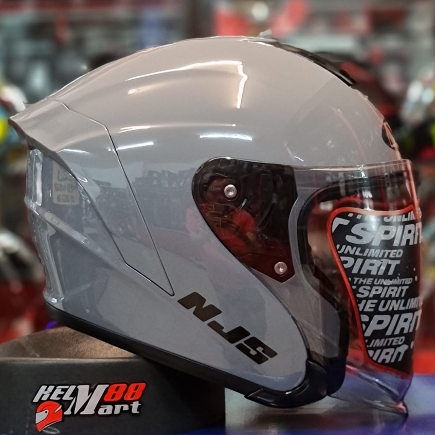 HELM NJS KAIROZ STONE GREY Gloss Helm Half Face NJS KAIROZ