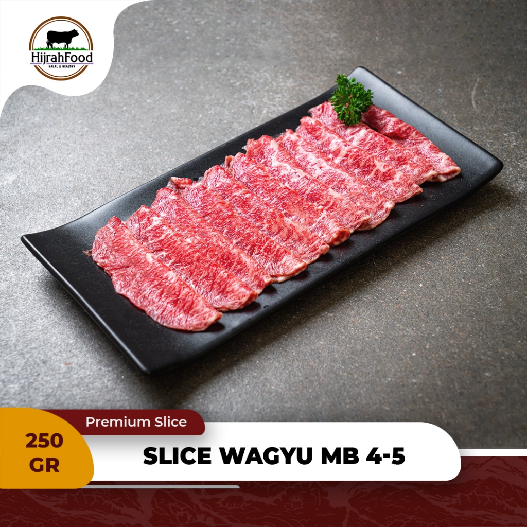 

Hijrahfood Daging Sapi Slice Wagyu MB 4-5 AUS Beef Premium Shabu Sukiyaki 250gr