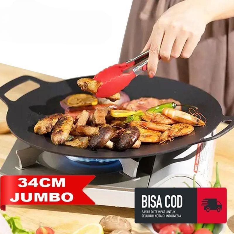 <<FREYLA STORE>> ULTRA GRILL PAN BULAT BBQ ALAT PANGGANG ANTI LENGKET | Wajan konduksi 34cm | wajan 