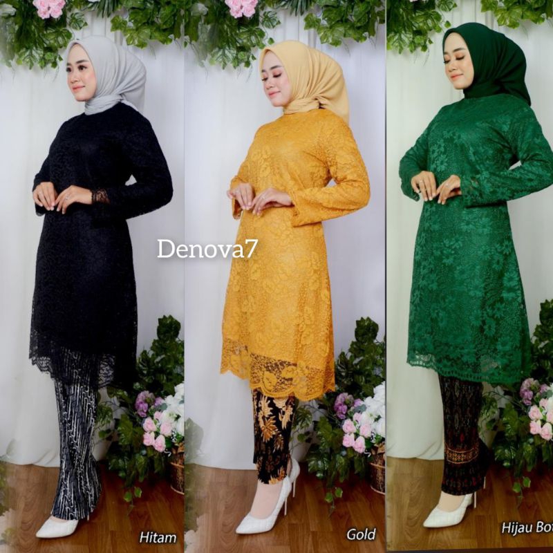 Setelan kebaya tunik brukat modern / kebaya long tunik / tunik brokat