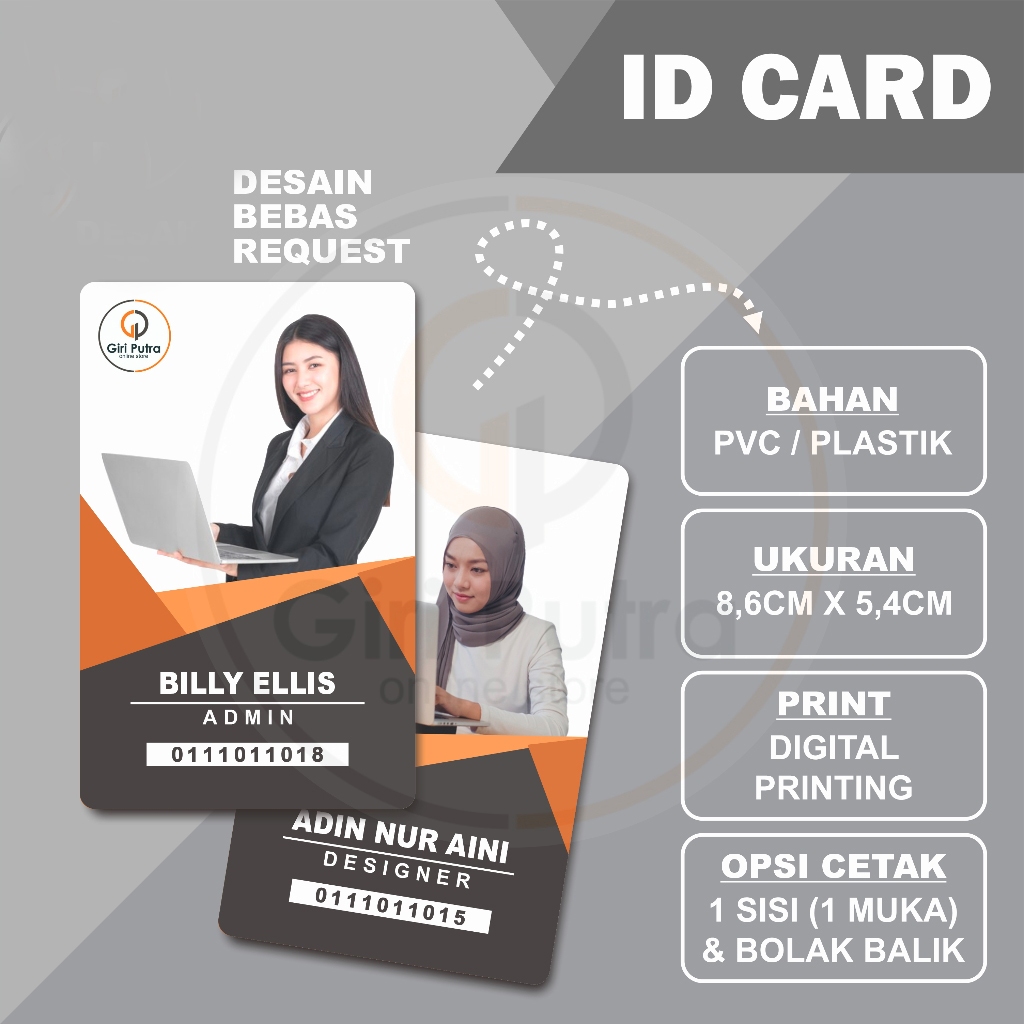 

Cetak Custom Print UV ID Card PVC Kartu Member Nametag