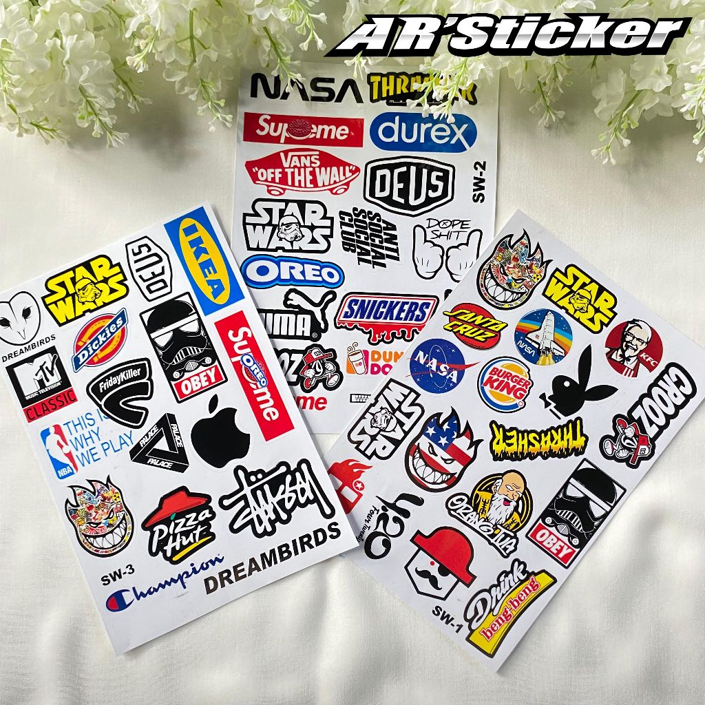 

AR Sticker Pack DISTRO, Stiker Vinyl Aesthetic Logo Untuk Laptop Case Hp Tumbler Anti Air AR 01