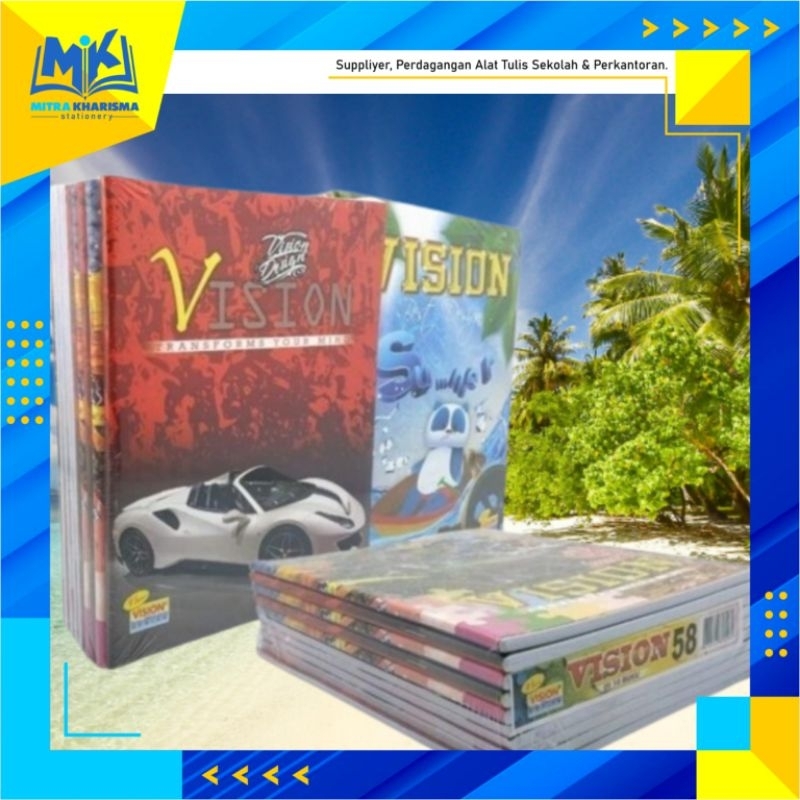 

Buku Tulis Sekolah Garis VISION 58 Lembar (1 Pack Isi 10 Pcs)