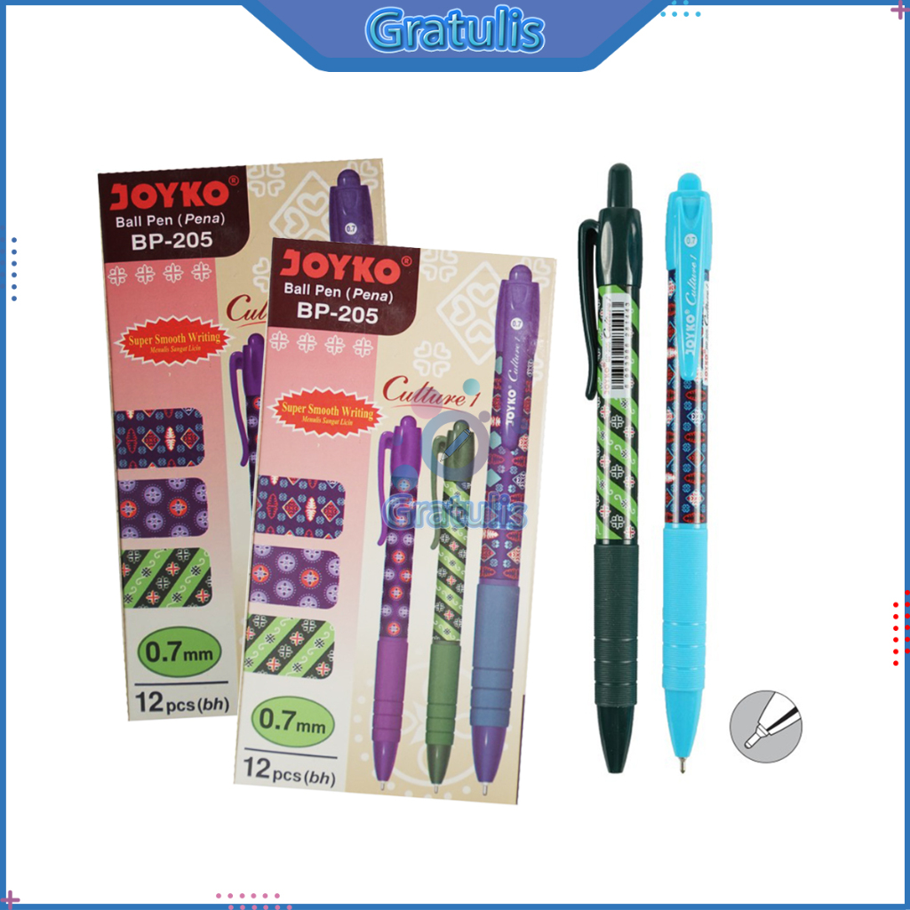 

BALL PEN CULTURE 1 JOYKO BP-205 [12 PCS] / PULPEN BALLPOINT PENA PEN WARNA HITAM BERMOTIF 1 PAK / BALL PEM BOLPEN 1 PACK