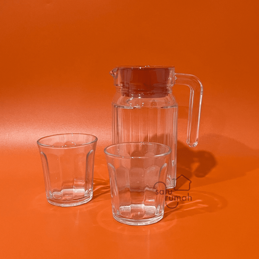 4 in 1 Pitcher Drink Set KIMGLASS | Tea Set Kado Gelas Teko Kaca - Burgos / Set pitcher jug/Teko Set