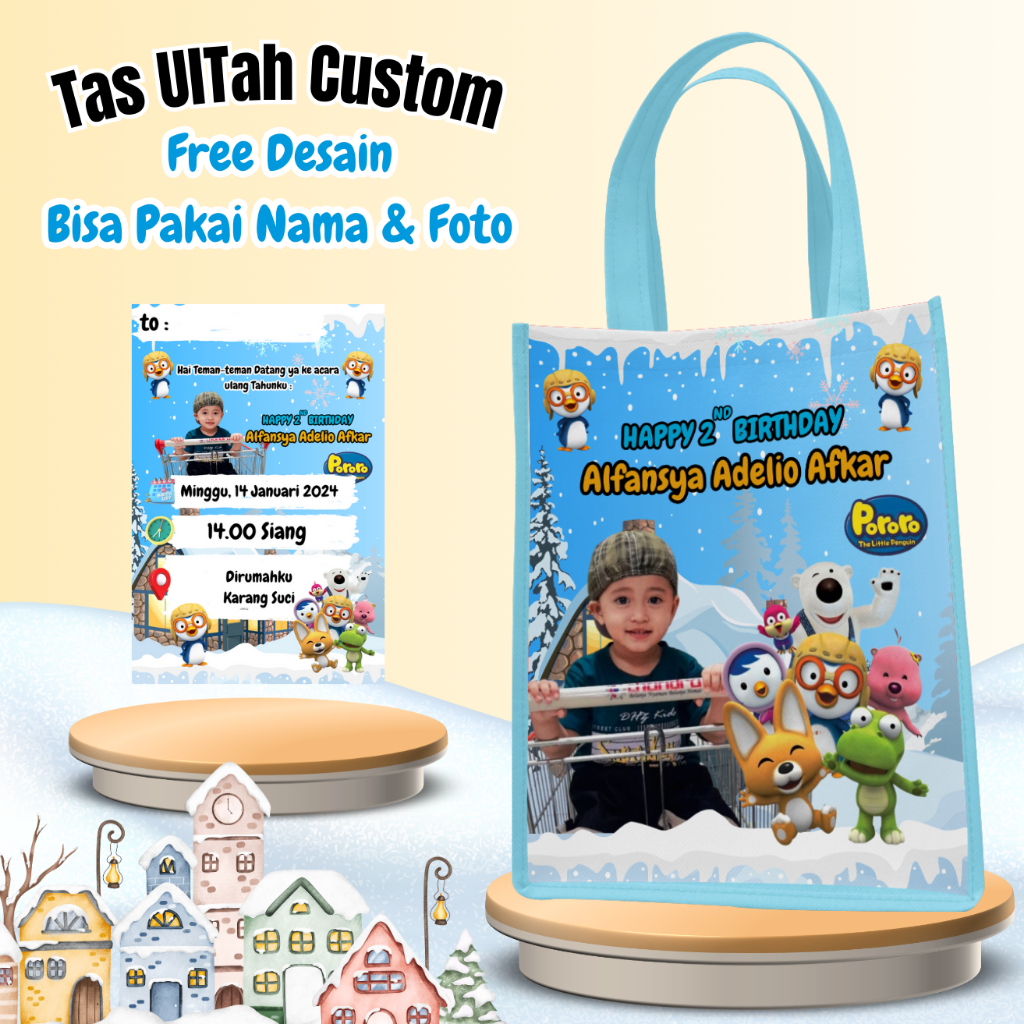

40 Pcs Tas Ulang Tahun Anak Free Custom Desain Cewek Cowok Ukuran 20x25x14
