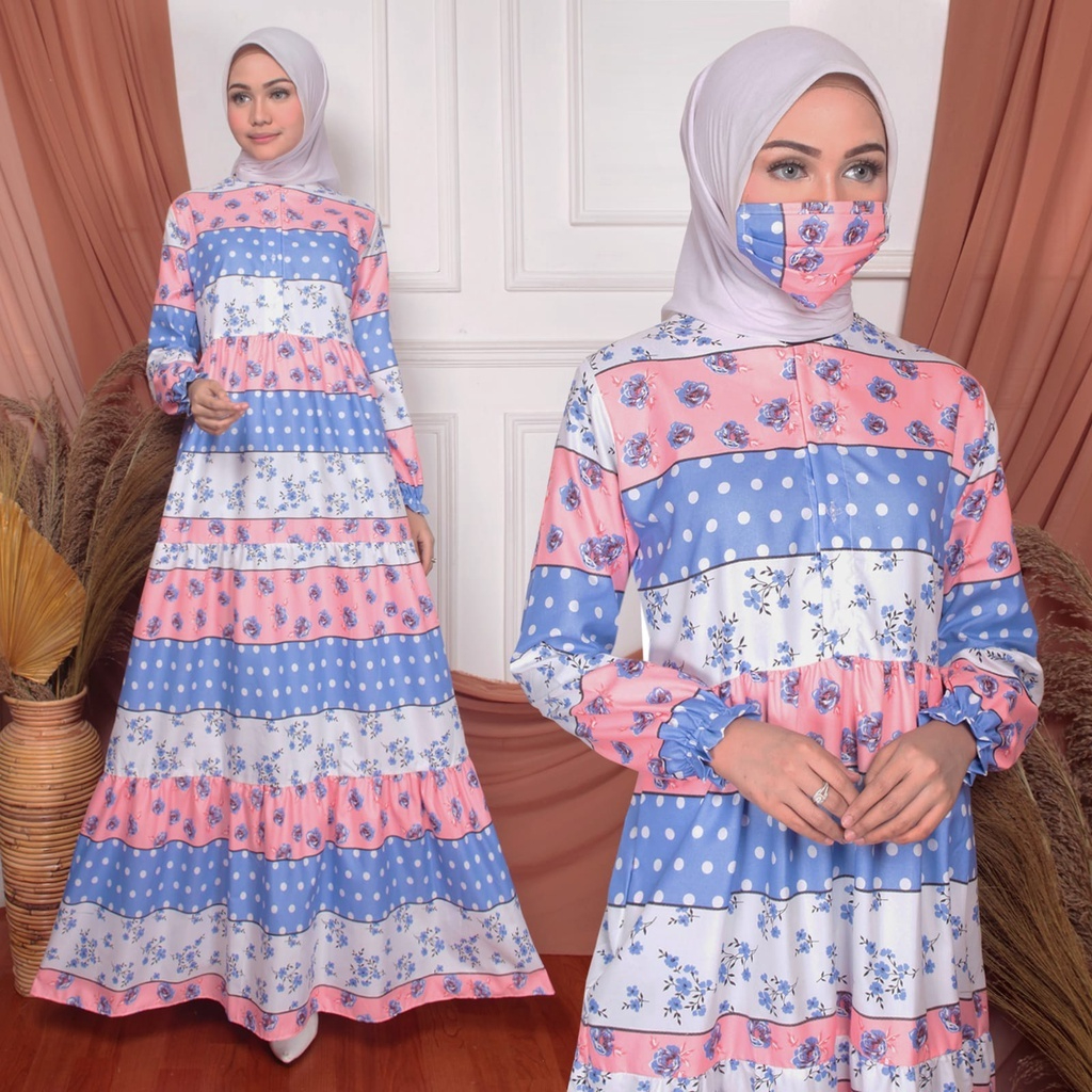 ABA AGENBAJU official DRESS AYU bahan katun apel - homey - gamis wanita busui - gamis muslim wanita-AYU 13 BIRU