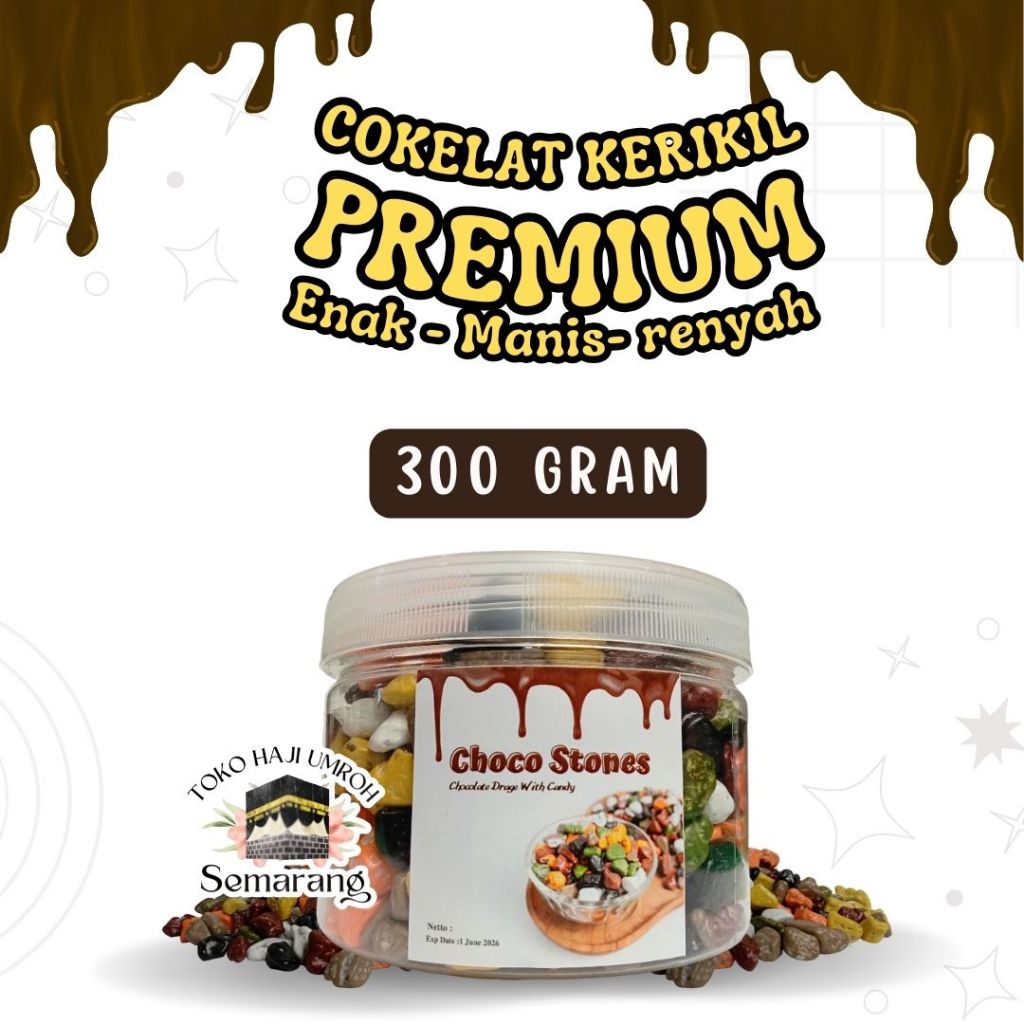 

Coklat Kerikil 300 Gram Cokelat Batu Premium Original Khas Arab Turki Timur Tengah Kemasan Repack toples Makanan Oleh-Oleh Gift Haji Umroh