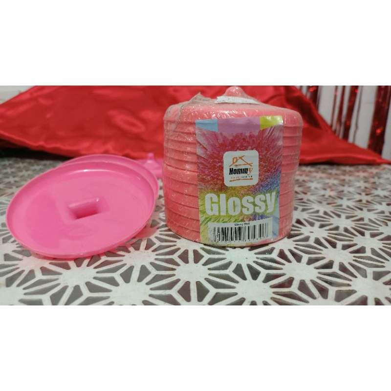 Tutup dan tatakan Gelas Plastik Glossy 1 set 1 lusin