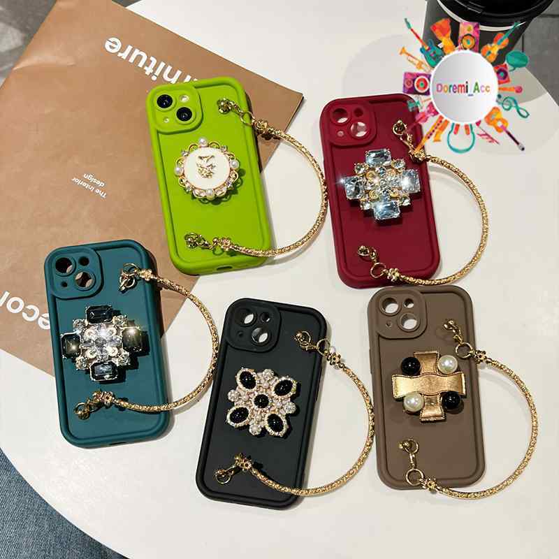 GC81 SOFTCASE SILIKON MODEL TAS POPSOCKET GOLD UNTUK IPHONE 13 14 15 PRO MAX DIAMOND 3D DA7907