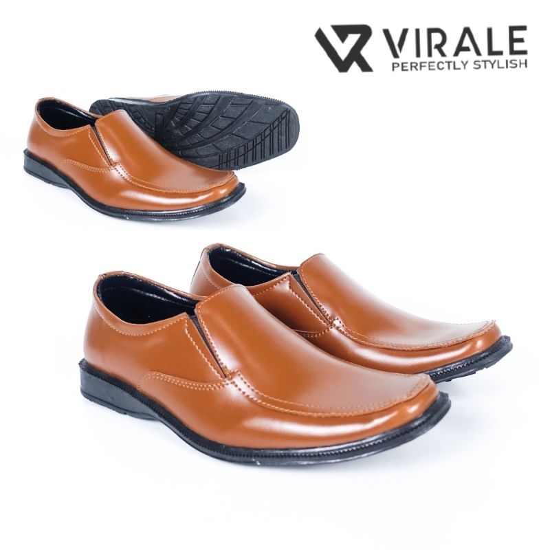 Sepatu Kulit Pantofel Pria Laki-laki Untuk Kerja Kantor sepatu Virale warna coklat