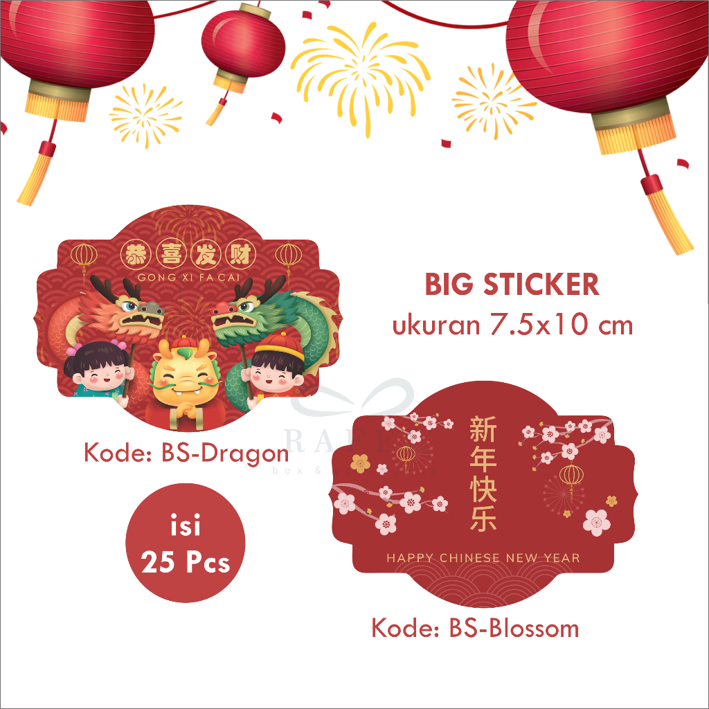 

25 Pcs Big Sticker Imlek Chinese New Year