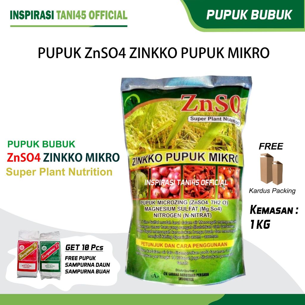 Pupuk Microzing (Znso4.7H2 O)Magnesiu Sulfat (Mg So4) Nitrogen (N-NITRAT)