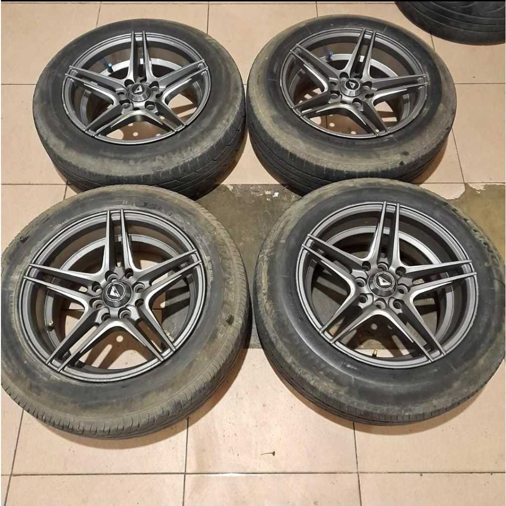 VELG MOBIL BEKAS VORSTEINER RING LEBAR 15X7 PCD 4X100-4X114 GREY + BAN 185 65 R15 UNTUK AGYA AYLA SI