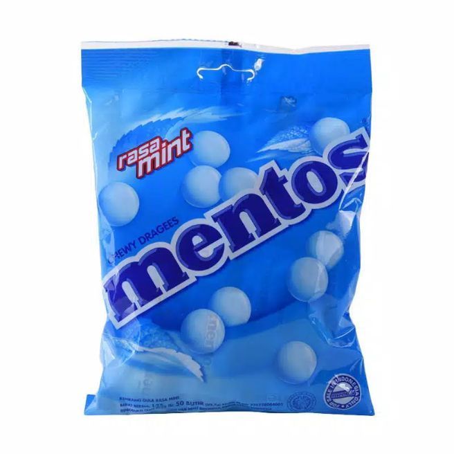 

PERMEN MENTOS CHEWY DRAGEES MINT Mentos [1 PAK = 50 BUTIR] / PERMENT MINT / KEMBANG GULA RASA MINT