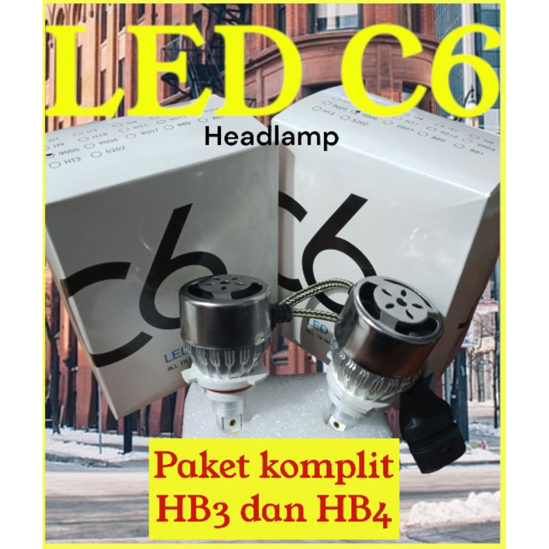 Headlamp C6 paket komplit HB3 dan HB4