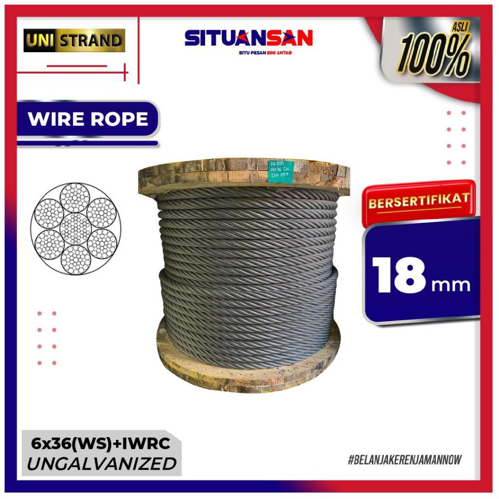 Wire Rope Kawat Seling 18mm 6x36(WS)+IWRC Ungalvanised UNISTRAND