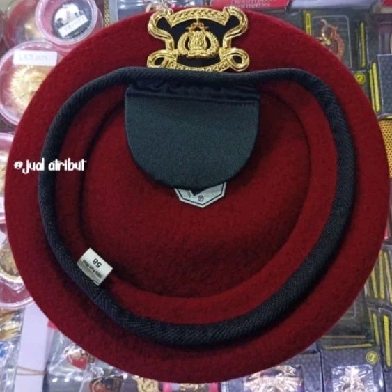 Baret merah maron camel + emblem Reserse Reskrim mika exclusive