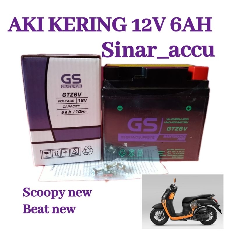 aki motor beat new ISS, Scoopy new iss aki kering gs grand supreme 12v 6ah