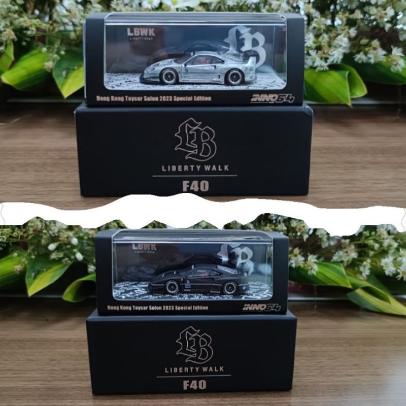 INNO 64 FERRARI F40 LBWK LIBERTY WALK HONG KONG TOY FAIR SALON EXCLUSIVE MATTE BLACK AND CHASE