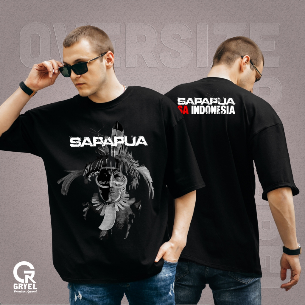 Kaos Distro T Shirt Oversize Katun Cowok Cewek Papua Culture