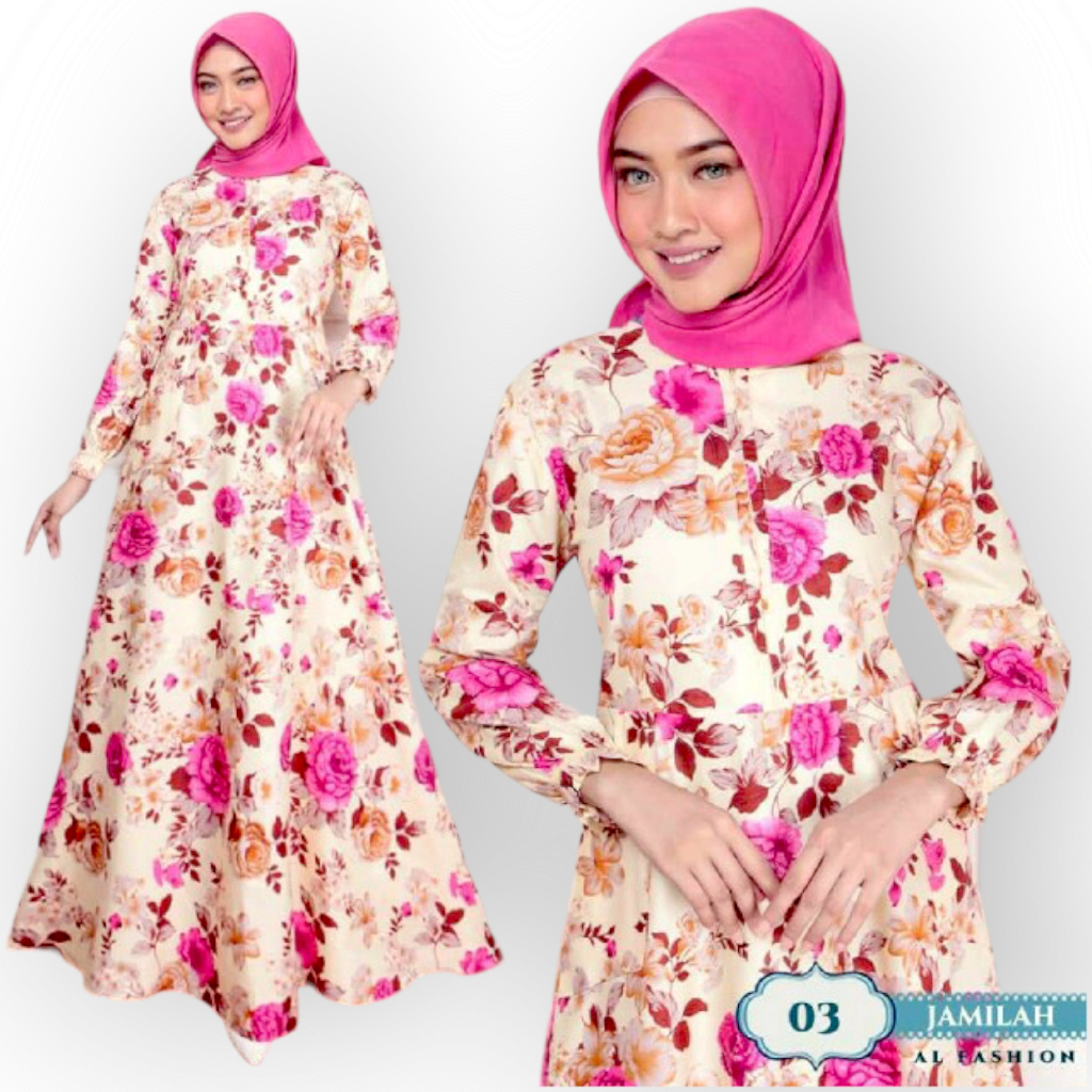 ABA agen baju official  GAMIS JAMILLAH ( DAPAT BAJU AJA ) - homey dress - gamis - gamis wanita - gamis katun apel - gamis muslim - dress - dress wanita - dress menyusui - gamis menyusui - gamis syari-JAMILLAH 3 CREAM