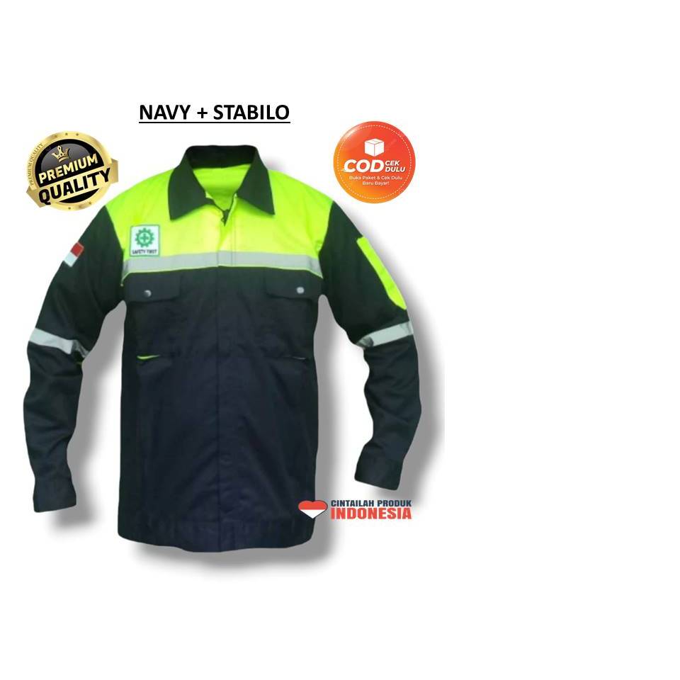 Baju Wearpack Pria Safety K3 Seragam Kerja Proyek Tambang Lapangan Bengkel Las Atasan Lengan Panjang