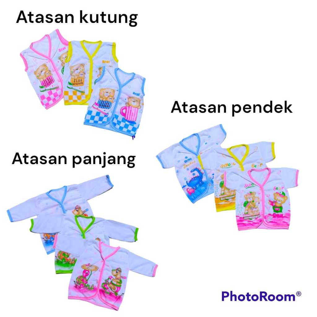1 Lusin Baju Bayi Newborn Atasan Panjang Pendek Kutung Motiv Pola Tabur LUSINAN