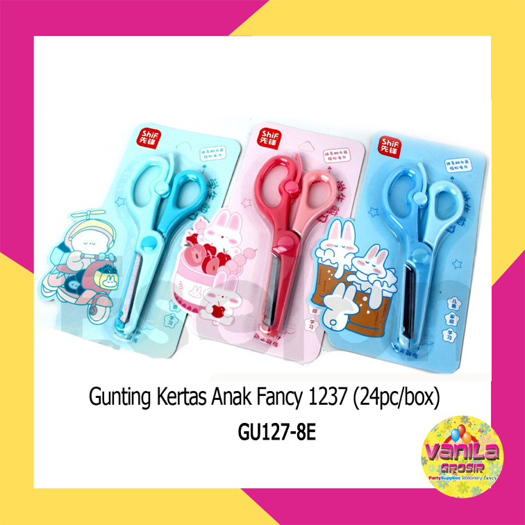 

(1Box Isi 24 Pcs) Gunting Kertas Anak Fancy, gunting kertas, gunting karakter, gunting plastik pastel