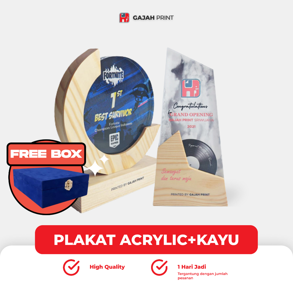 PLAKAT ACRYLIC PREMIUM CUSTOM PRINT UV KAYU / Piagam Penghargaan / Plakat Wisuda / Plakat custom