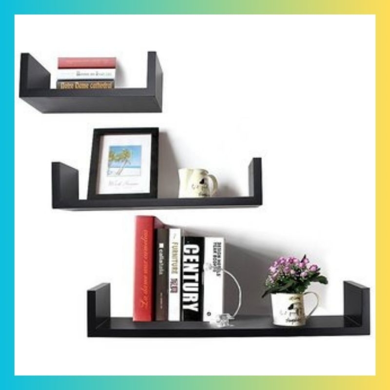 Rak Dinding Minimalis U 1 Set Rak Kayu Buku Hiasan Tempel Dinding