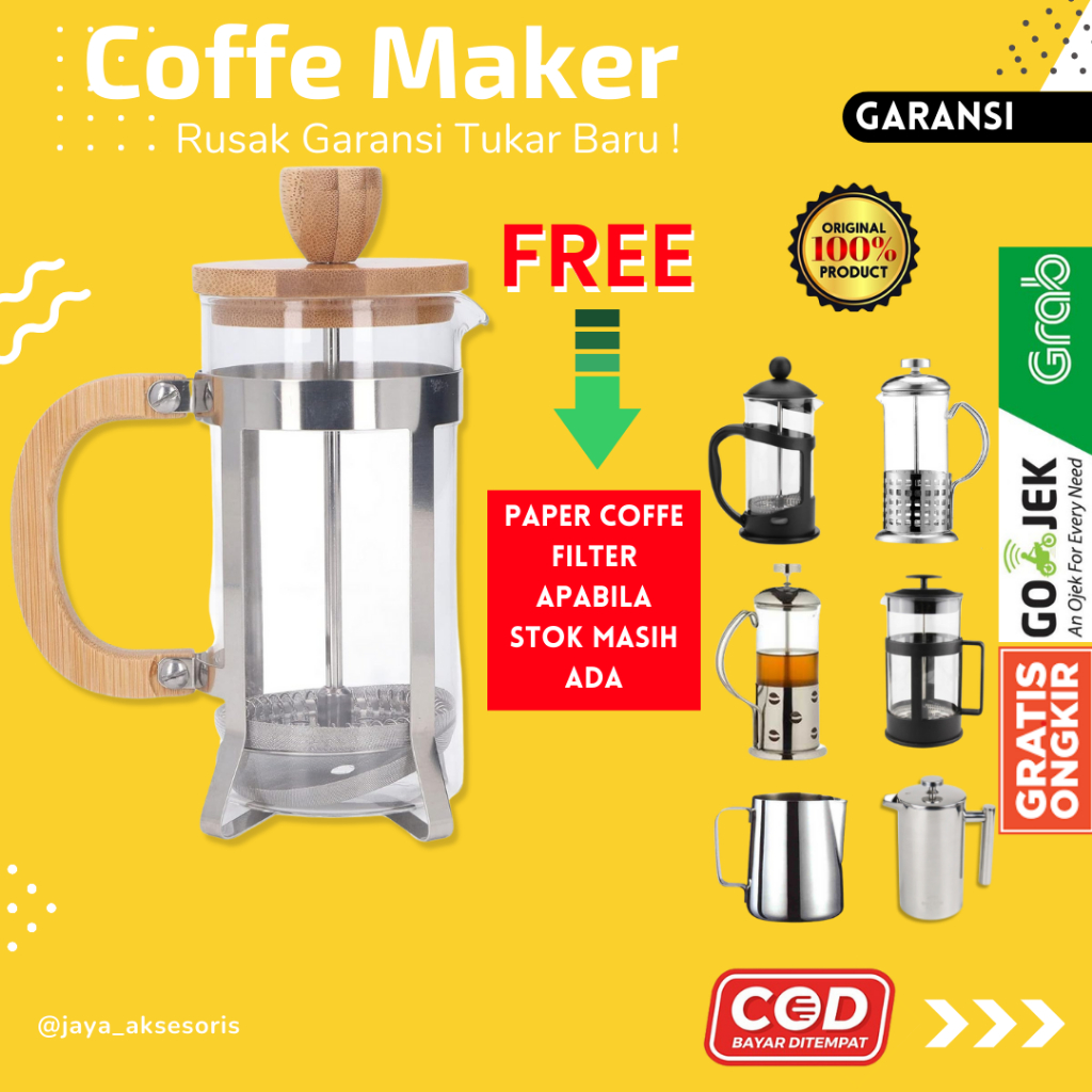 Frensh Press Coffe Stainless Alat Pembuat Kopi Mesin Kopi Manual Espresso coffee maker Saringan Kopi