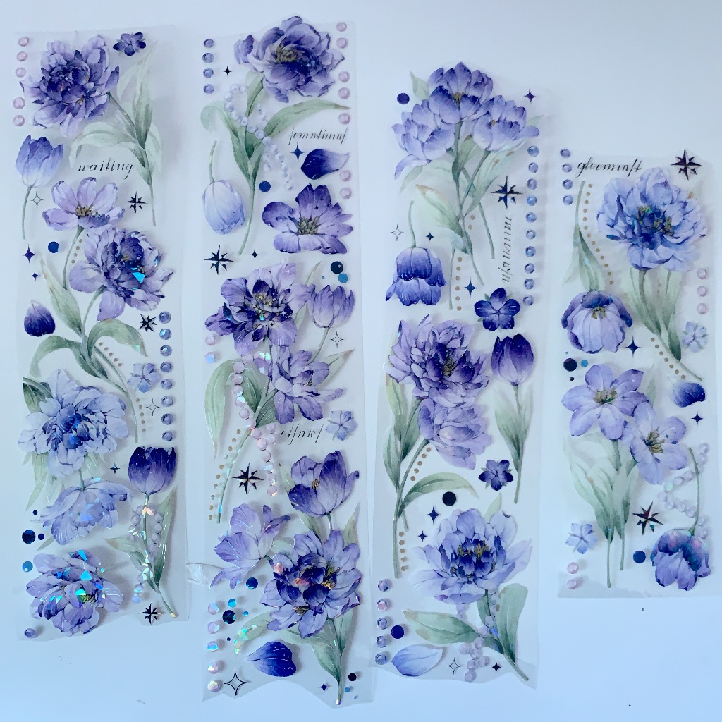 

[Sample] Merry Purple Flower HOLO PET Tape