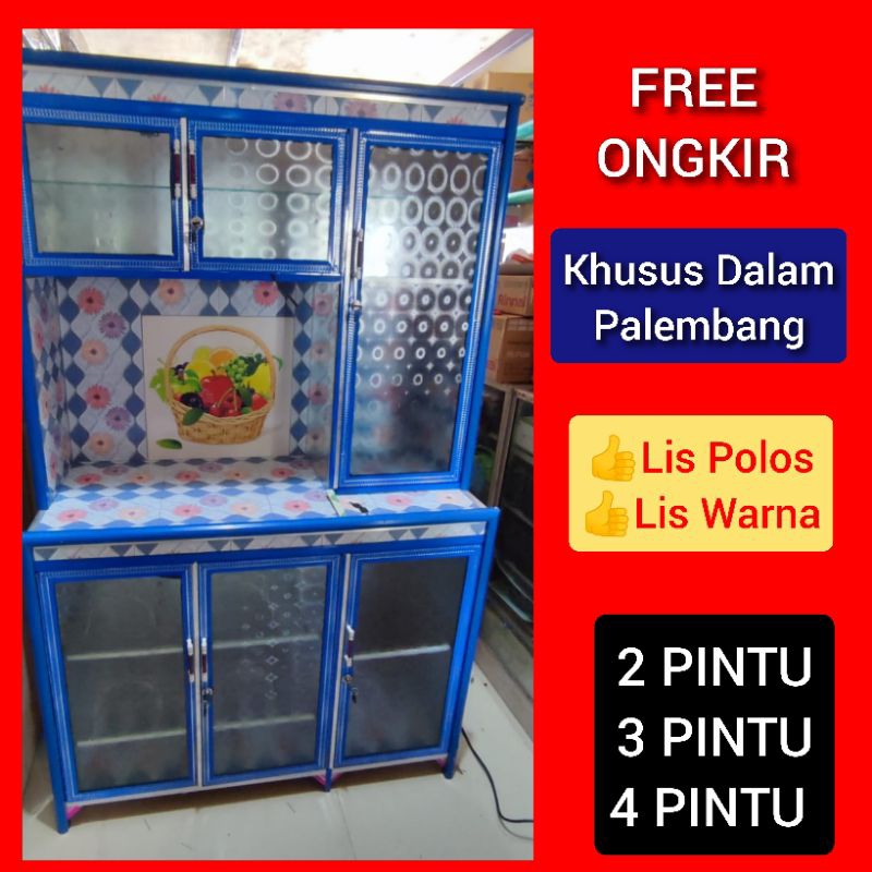 KHUSUS PALEMBANG RAK PIRING LEMARI PIRING 2 PINTU 3 PINTU 4 PINTU  KERAMIK KACA ALUMINIUM
